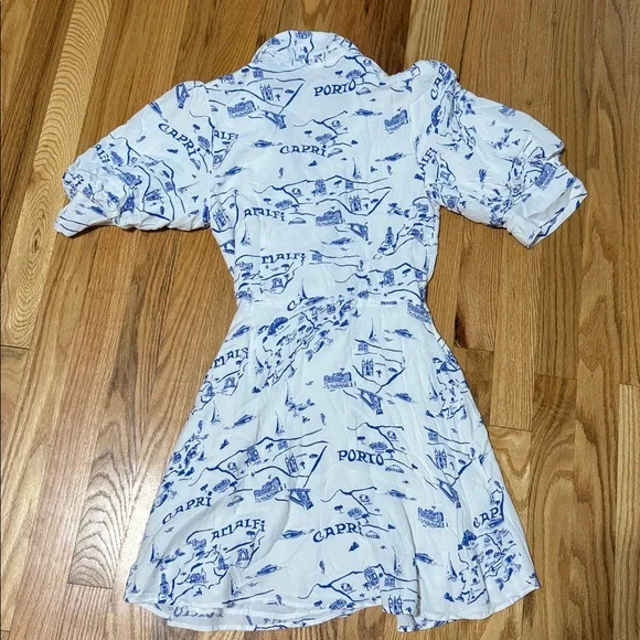 Anthropologie Maeve Short-Sleeve Collared Wrap Mini Dress Amalfi Capri Sz Small - Picture 4 of 9